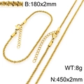 Set collana e bracciale a catena ritorta in acciaio inossidabile dorato con misure - Bracciale / Oro