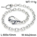 Silver punk belt chain with detailed panther head clasp and thick stainless steel links - Style A - Jaguar Head (KK099-Z) / 60CM