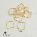 Makro-Detail von 14mm vergoldeten quadratischen Rahmen mit Diamantschliff-Textur für DIY-Schmuck - 14mm / Gold/94# Quadrat