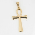 Poliertes goldener Ankh-Kreuz Anhänger aus Edelstahl für Paare auf weißem Hintergrund - Kleiner Anhänger Allein (Ohne Kette) / Gold