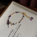 Baroque pearl bracelet with pink pearls and colorful natural stones in gold finish - Icy Natural Stone Pearl Bracelet