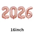 Slim rose gold 16 inch 2026 foil number balloons for New Year celebration decor - 16" / Slim Rose Gold