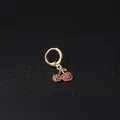 Golden hoop earring featuring a cherry pendant encrusted with vibrant red and pink crystals - Cherry Style (HSPJ335-4#)