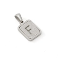 Polished stainless steel pendant with frosted finish and hollow letter F detail - Letter F Style / Steel