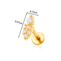 Golden titanium flat back stud earring with clear zircon inlay for ear and lip piercings - 8# Gold Geometric Long Cluster
