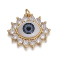 Pendentif œil porte-bonheur doré avec zircons et centre bleu pour création bijoux - Pendentif Mauvais Œil Bleu Foncé