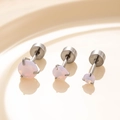 Three sizes of pink opal surgical steel screw-back stud earrings for cartilage piercings - 3MM (Single Piece) / Pink