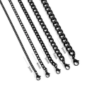 Black stainless steel Cuban link necklaces in five widths from 3mm to 9mm with lobster clasps - 3mm*60cm / Black