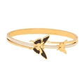 Golden double-loop butterfly bracelet with black wings and sparkling rhinestones - Black Gold Butterfly Rhinestone Style (2#)