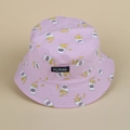 Cappello a secchiello in tela di cotone rosa con stampa di patatine fritte e logo - Stampa Patatine (Etichetta KUANG) / Rosa