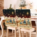 Set of 2 Christmas chair covers featuring Three Wise Men camel pattern in desert night - Magi Desert Night (YT05-24)