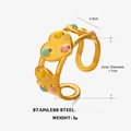 Goldener Herzring mit bunten Punkten und hohlem Ausschnitt aus Edelstahl - Herz Stil (ZN701G-12)
