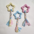 Lot de 3 jouets à mâcher pour chien en forme d'étoile avec cordes en coton tressé - Étoile en Tissu