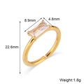 Minimalist 18K gold plated stainless steel ring featuring a clear emerald cut zircon - Open Rectangle Zirconia Ring - Gold White