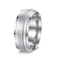 Detail of silver men's ring with a frosted texture band and polished steel edges - US 7 / Silver