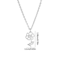 Silver hollow flower necklace with pendant size 1.98cm by 1.1cm on white background - October