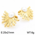 Vintage golden sunflower pearl earrings with radiant sunburst design for women - Gold Medium Sunburst Style (KE115226-KFC)