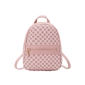 Mini mochila rosa para mujer con estampado floral vintage y cremalleras metálicas doradas - Rosa