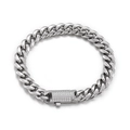 Bracciale a catena cubana argento con chiusura decorata da brillanti diamanti CNC - Bracciale Argento (KB150534-KFC)