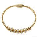 Brazalete de cable trenzado dorado con circonitas blancas y cierre magnético - Estilo Cuenta Redonda / Dorado