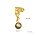Orecchino a cuore dorato con strass e perla bianca, altezza 18,7 mm, elegante - Ciondolo a Cuore in Madreperla (YTE2411008-13)