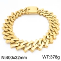Golden 32mm Cuban link titanium steel bracelet with a polished diamond-shaped chain - Gold Color Sand Surface Necklace (KN288194-KJX)