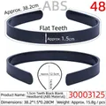 Detail view of 1.5cm wide black ABS headband with non-slip teeth and technical dimensions - 1.5CM Toothed Black Plain
