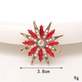 Vintage Sternenbrosche mit roten Kristallen und weißen Perlen in Antik-Goldoptik - Seesternblüte (Rot)