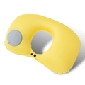 Yellow inflatable U-shaped travel neck pillow with manual press pump and snap closure - Milk Silk / Neck Pillow / Bright Yellow