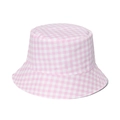 Pink and white gingham cotton bucket hat for women with a classic round brim and sun protection - 58cm / Pink & White Plaid