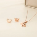 Set di gioielli a farfalla in oro rosa con collana di strass e orecchini a lobo coordinati - Oro Rosa Collana+Orecchini