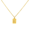 Minimalist 18k gold plated stainless steel square pendant necklace with letter K - Letter K(S-N150-K)