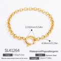 Bracelet chaîne dorée en acier inoxydable modèle SL41264 avec dimensions et fini imperméable - Chaîne Rolo de Base (SL41264)
