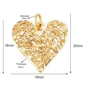 Ciondolo a cuore in rame dorato traforato per creazione gioielli fai da te - K74-F Cuore / 1 pezzo / Oro