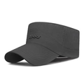 Dark grey quick-dry flat top military cap with 3D sports embroidery for outdoor sun protection - Adjustable / Dark Gray