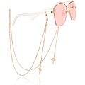 Sonnenbrille mit rosa Gläsern, Goldrahmen und Sternenanhänger Dekorative Brillenkette - 5#-Massivstern Stil