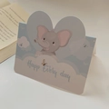 Biglietto auguri compleanno elefante cartone animato in blu e grigio con testo - Elefante