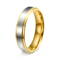 Men's two-tone stainless steel ring with polished gold and silver finish - US 5 / 4mm Width