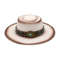 Ethnic wool felt western cowboy hat with turquoise leather band and sunflower buckle - One Size / White (Turquoise Band)