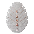 Grey velvet jewelry display stand featuring rose gold and silver necklaces in a set - Flame Board Gray