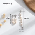 Orecchini asimmetrici in acciaio e perle con design a U e pendente lungo - Ciondolo Perla Lunga Asimmetrico (ER-839)