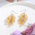 Handmade yellow crystal stone tassel earrings with silver hooks on white ceramic - Silver Hook Style / Yellow Crystal