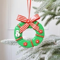 Christmas wreath ornament with 3D bow and snowman for festive tree decoration - Bow Combination