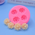 Stampo in silicone rosa a 4 cavità a forma di fiore per fondant e cioccolato - Stile Fiore Multi-Petalo a 4 Fori(3) / Rosa