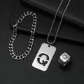 Silbernes Schmuckset mit Panzerarmband, Halskette und Ring mit dem Buchstaben Q - Set Q