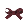 Handmade burgundy fabric bow hair clip for girls with elegant linen texture finish - Dark Wine Red