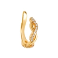 Golden twisted clip-on earring with white round zircon stones in a minimalist wave design - Wave Infinity Style (Z-174) / Gold