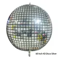 Extra large 60 inch 4d silver disco ball balloon with shiny metallic square pattern - 60 inch / Silver