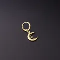 Single gold moon-shaped ear cuff featuring a small sparkling cubic zirconia crystal - Simple Crescent Moon Style (336-12#)