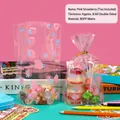 Pink strawberry clear gift bags for snacks with twist ties and 0.08mm thickness - Pink Strawberry Style - Extra Small